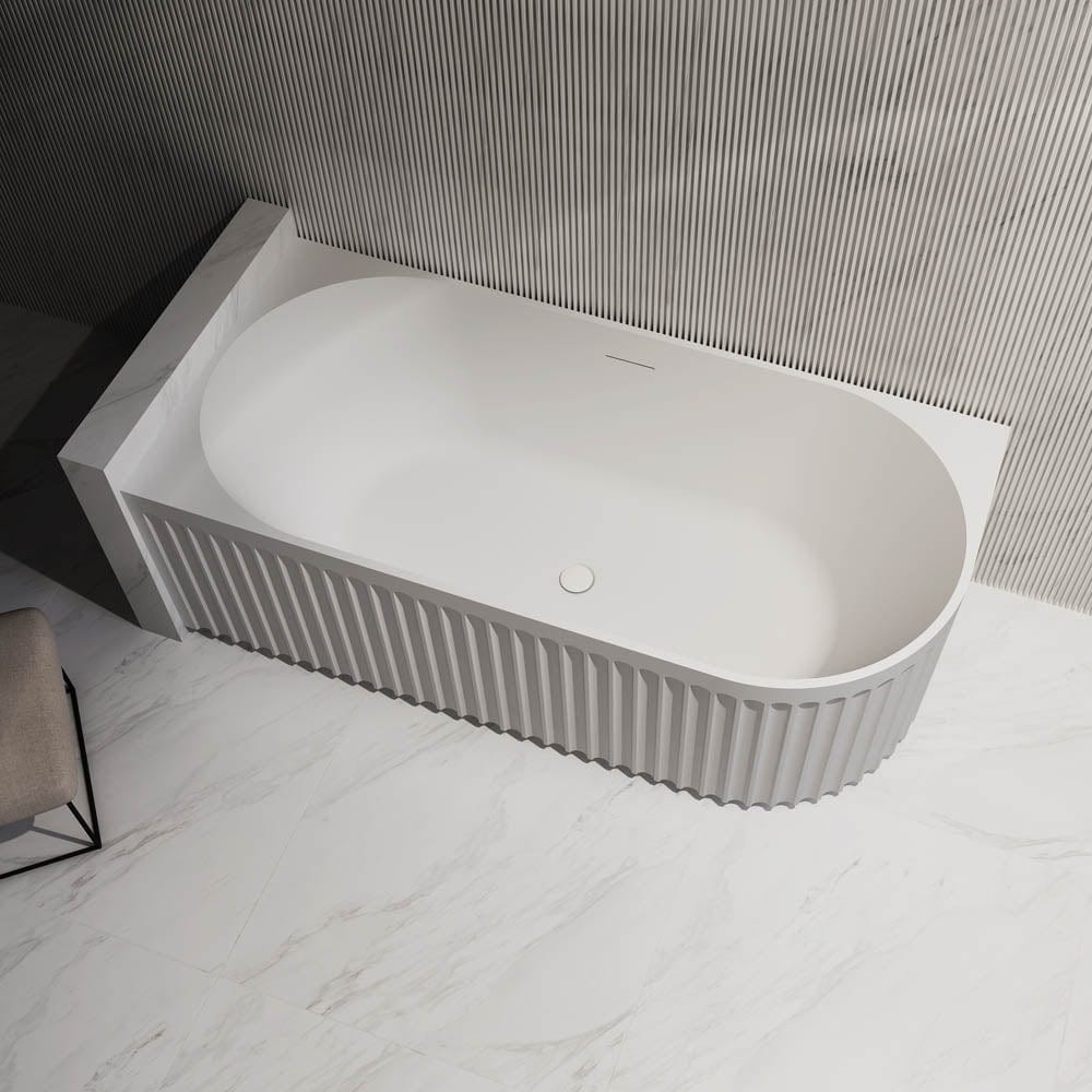 Cadă pe colț Galicia, cu iluminare led, 170x80x58, alb lucios, colț perete stânga, cod 4030