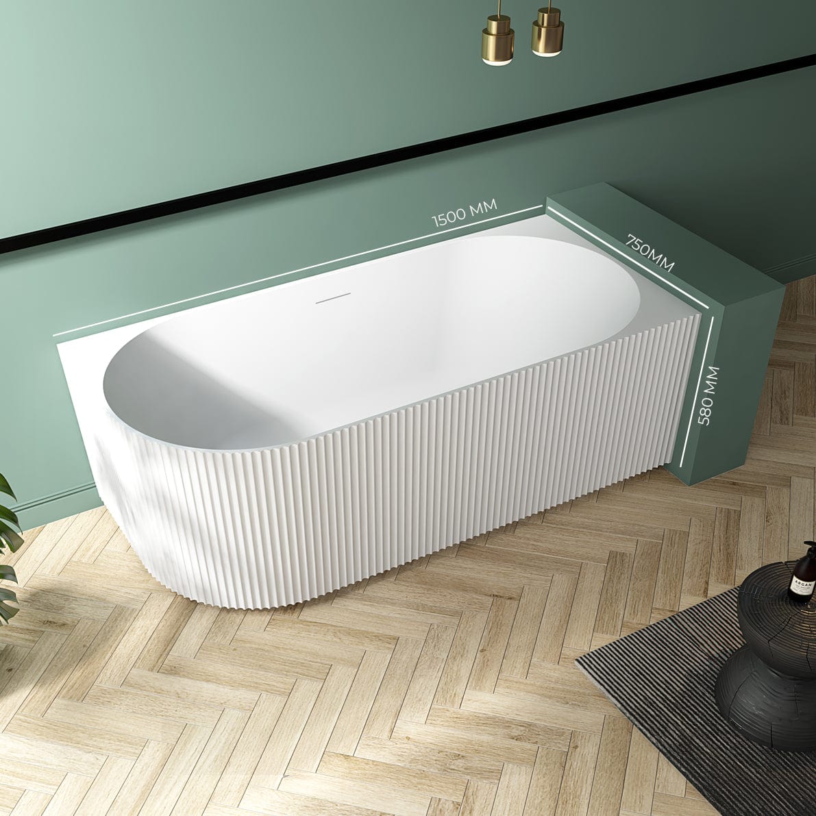 Cadă pe colț Rinascita, cu iluminare LED, 150x75x58 cm, alb lucios, cod 4005, colt perete dreapta