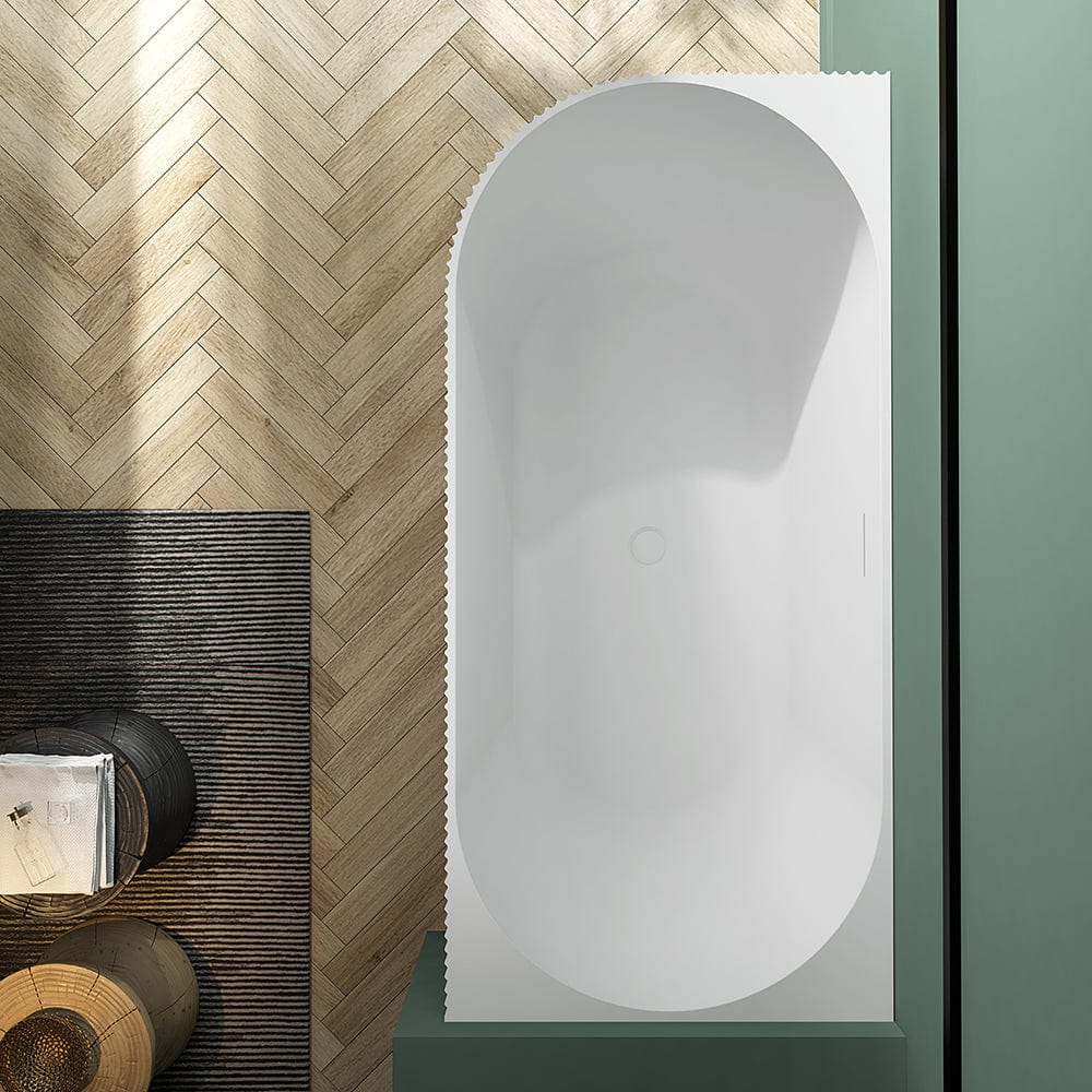 Cadă pe colț Rinascita, cu iluminare LED, 150x75x58 cm, alb lucios, cod 4005, colt perete dreapta