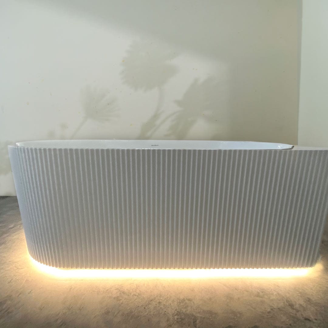 Cadă pe colț Rinascita, cu iluminare LED, 150x75x58 cm, alb lucios, cod 4005, colt perete dreapta