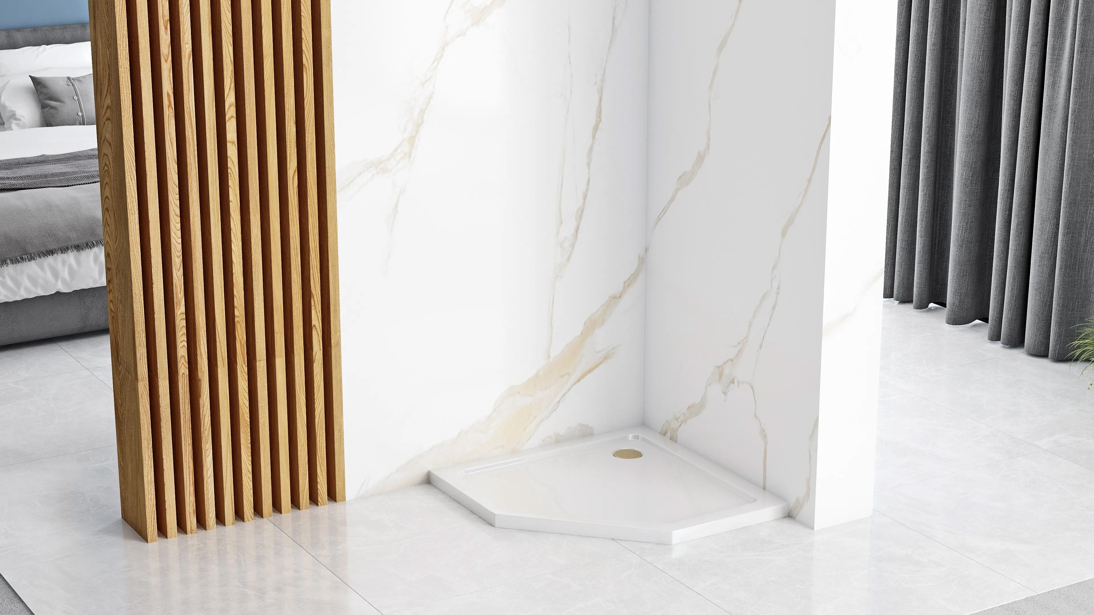 Cădiță de duș pătrată Rea Diamond, alb, 90x90 cm