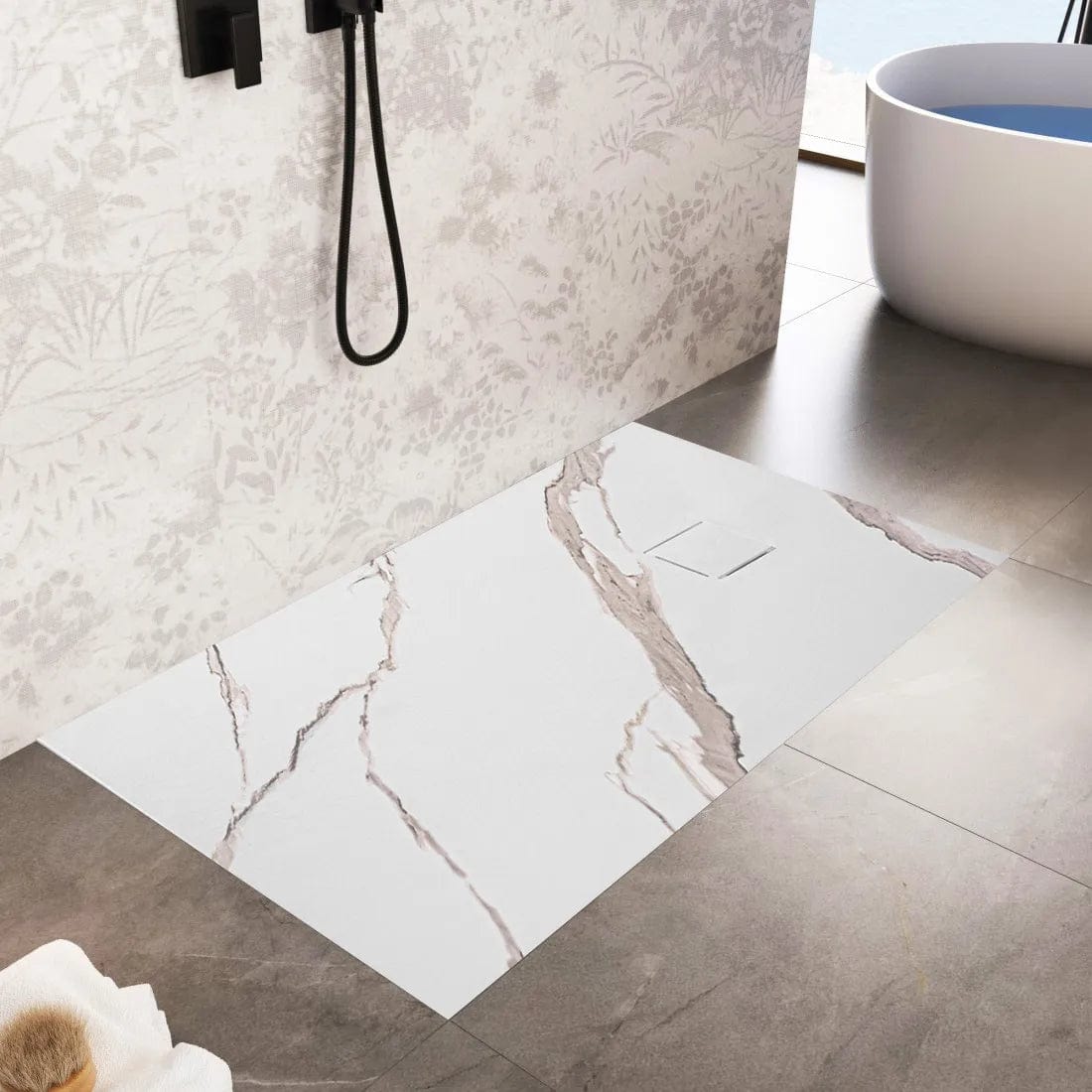 Cădiță de duș Rea Magnum Carrara, alb, 80x100 cm