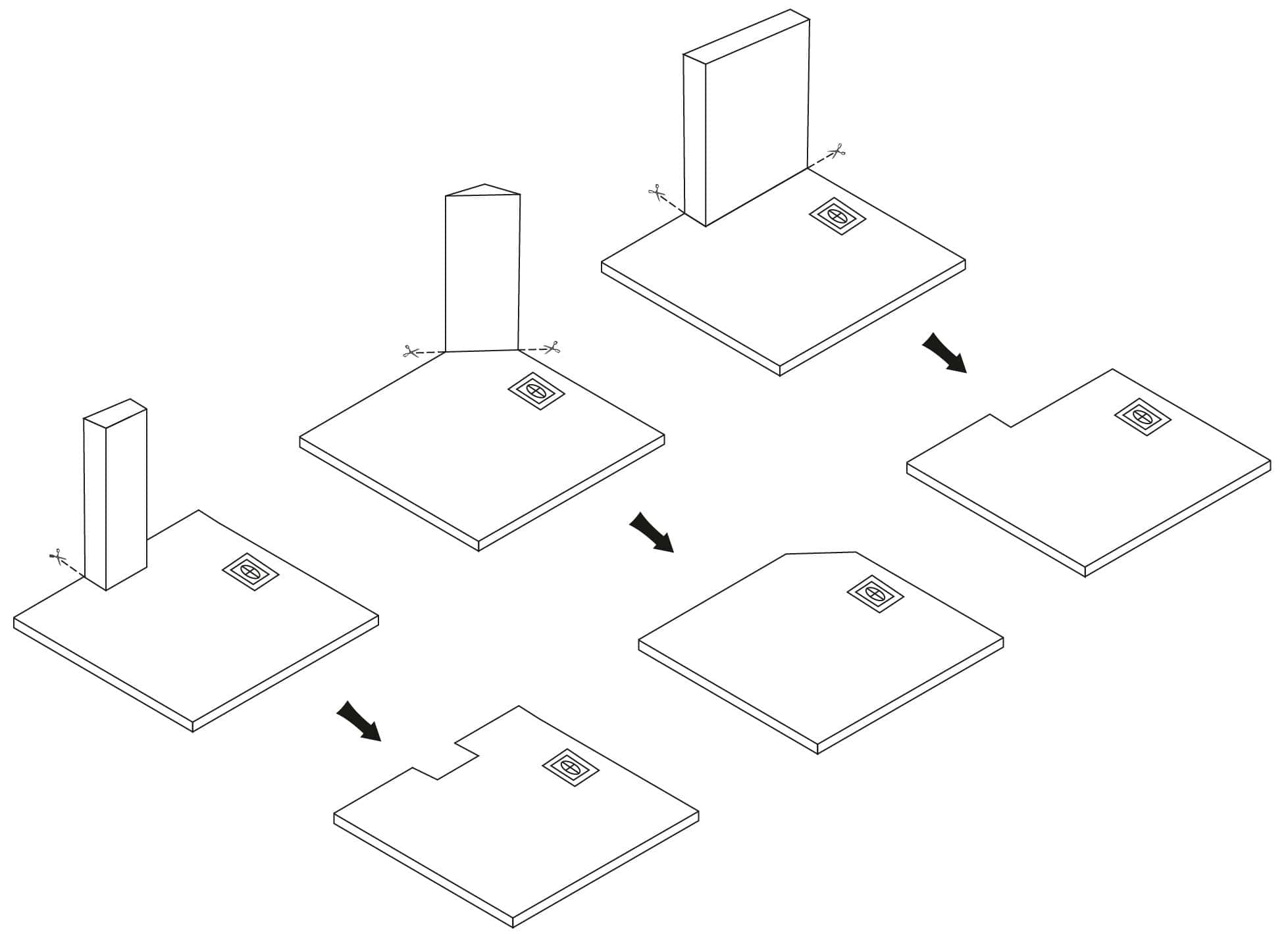 Cădiță de duș Rea Magnum, profil jos, negru, 120x90 cm
