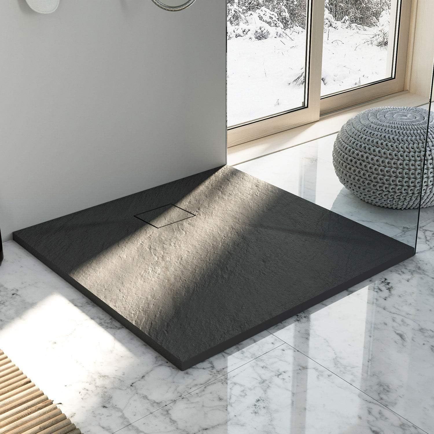 Cădiță de duș Rea Magnum, profil jos, negru, 90x90 cm