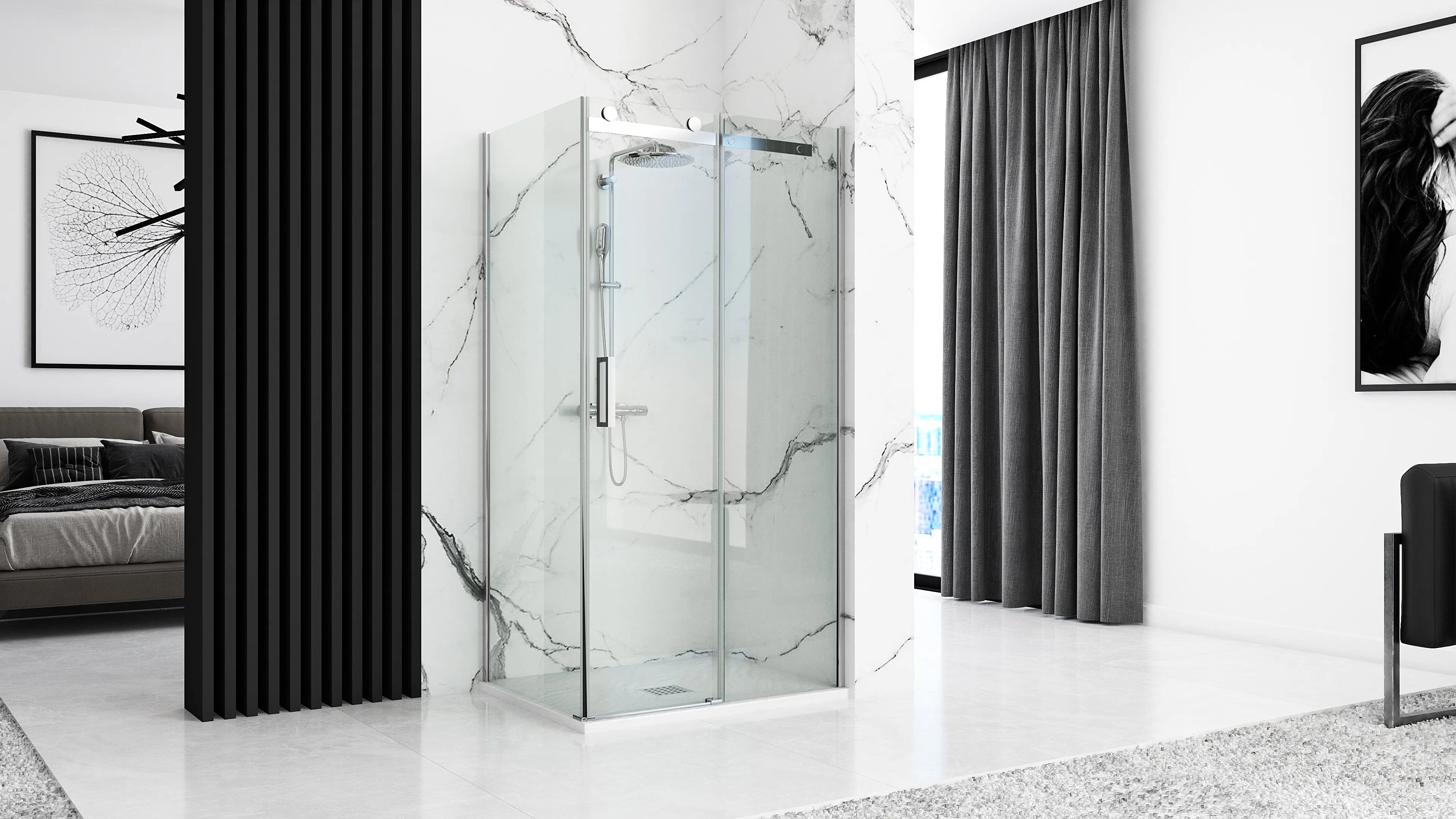 Cădiță de duș Rea Rock, alb, 80x100 cm