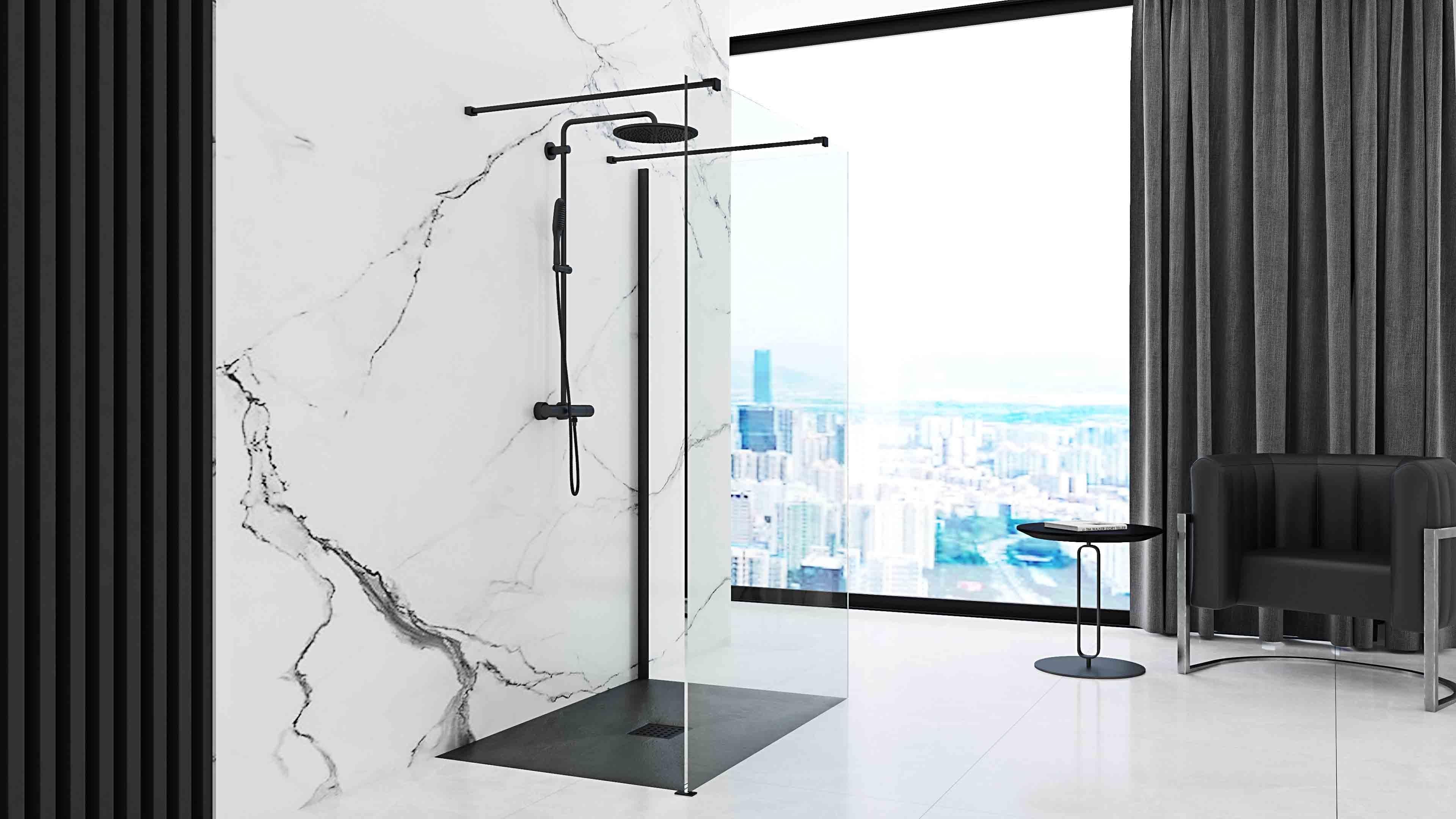 Cădiță de duș Rea Rock Black, negru, 90x120 cm