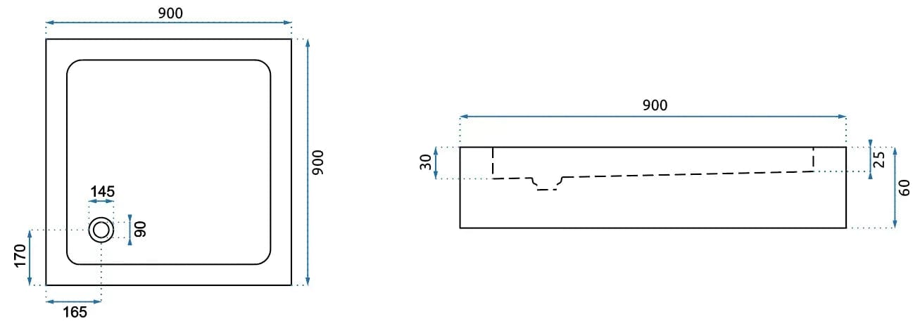 Cadiță de duș Rea Savoy 90x90 cm neagră