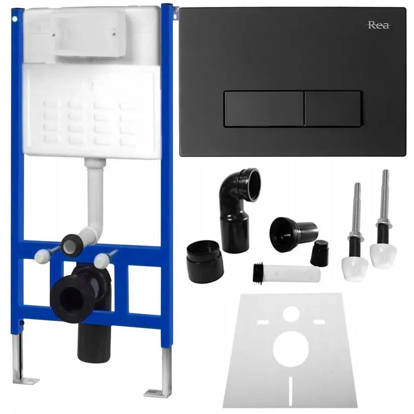 Cadru pentru vas WC, încastrat, buton tip H, negru