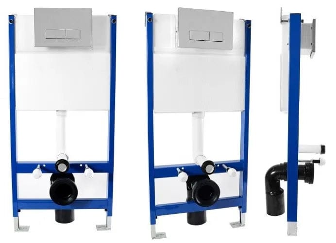 Cadru pentru vas WC, încastrat, buton tip H, negru