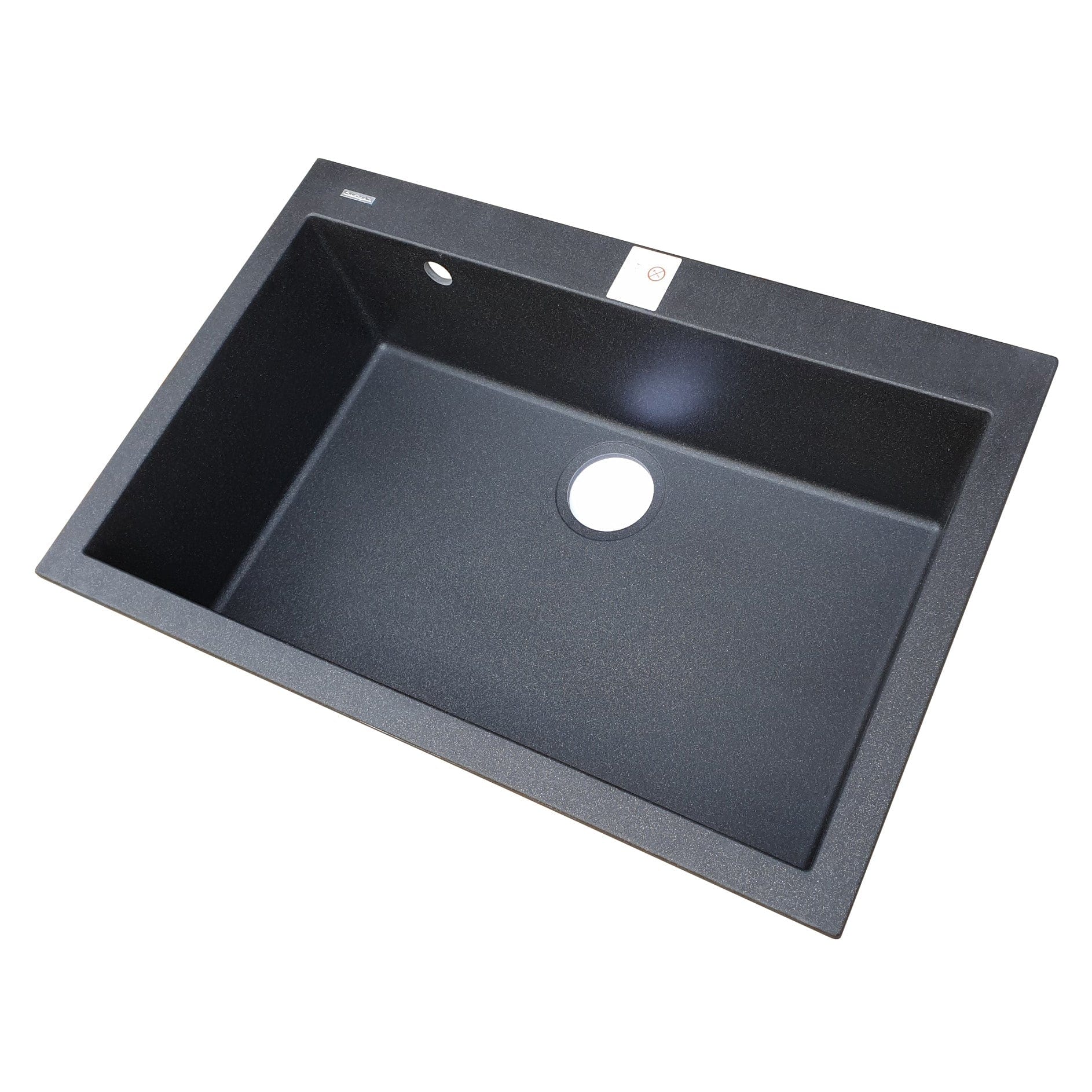 Chiuveta bucatarie Cube granit Neagra / Black Metal quartz + accesorii montaj, 760x500x200 mm, cod 6005