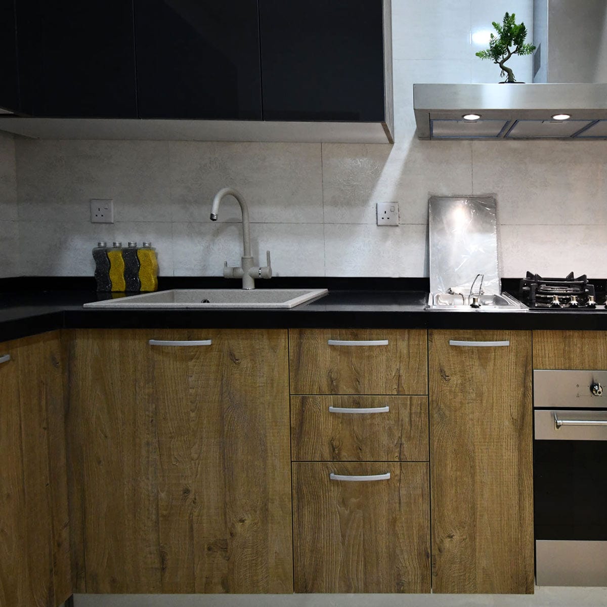 Chiuveta bucatarie granit Bej Pigmentat / Avena + accesorii montaj, 560x500x200 mm, cod 6045