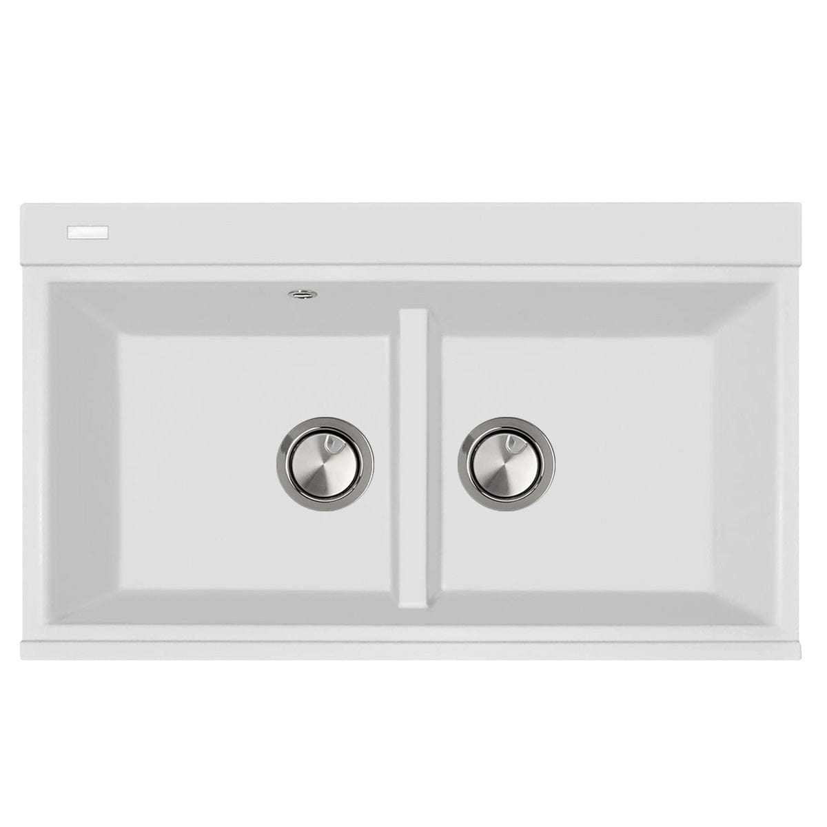 Chiuveta bucatarie granit dubla cu 2 cuve, 2 tocatoare, Alba / Polar White + accesorii montaj, 860x510x235 mm, cod: 6002