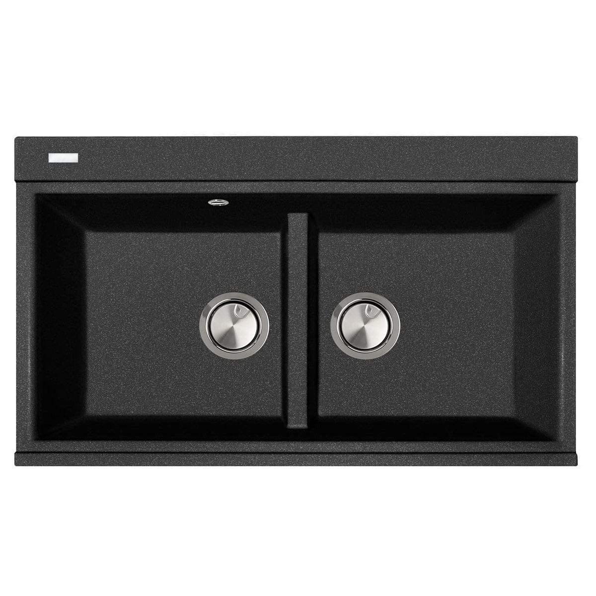 Chiuveta bucatarie granit dubla cu 2 cuve, 2 tocatoare, Neagra + accesorii montaj, 860x510x235 mm cod: 6001