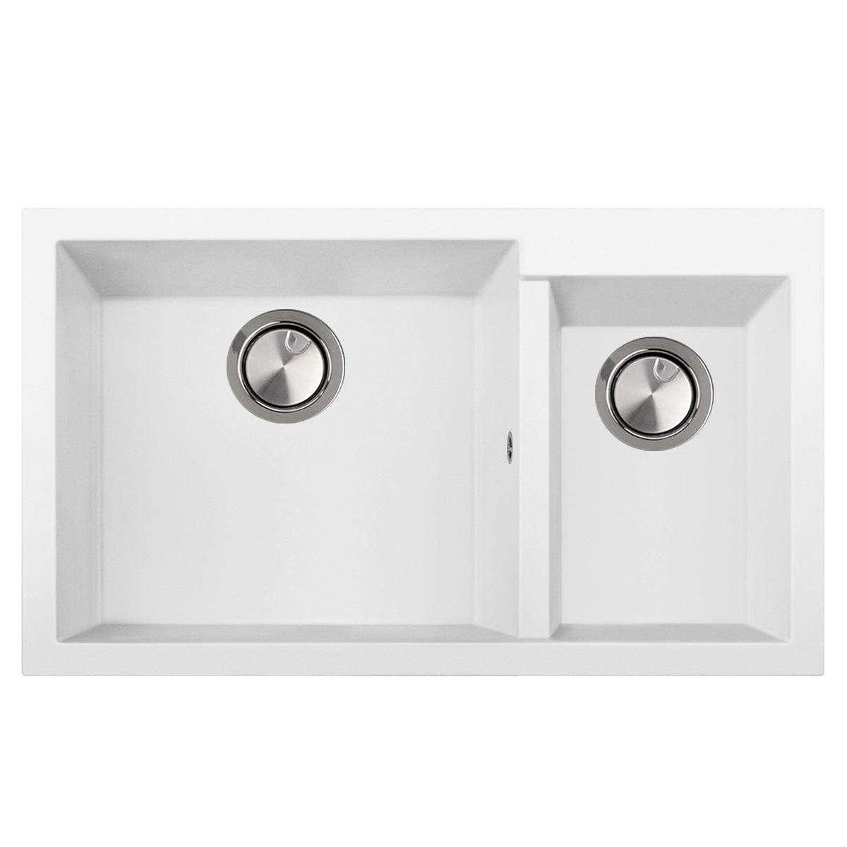 Chiuveta bucatarie granit dubla cu 2 cuve Alba / Polar White + accesorii montaj, 860x500x200 mm, cod 6063