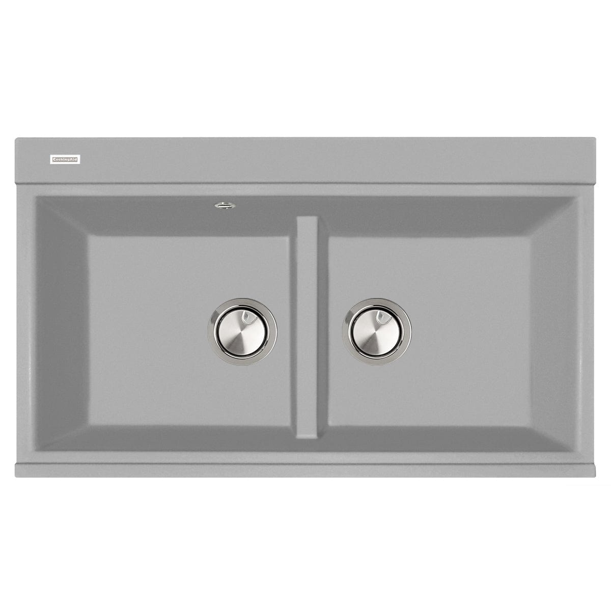 Chiuveta bucatarie granit dubla cu 2 cuve CookingAid Kinga Gri + accesorii montaj, 860x510x235 mm