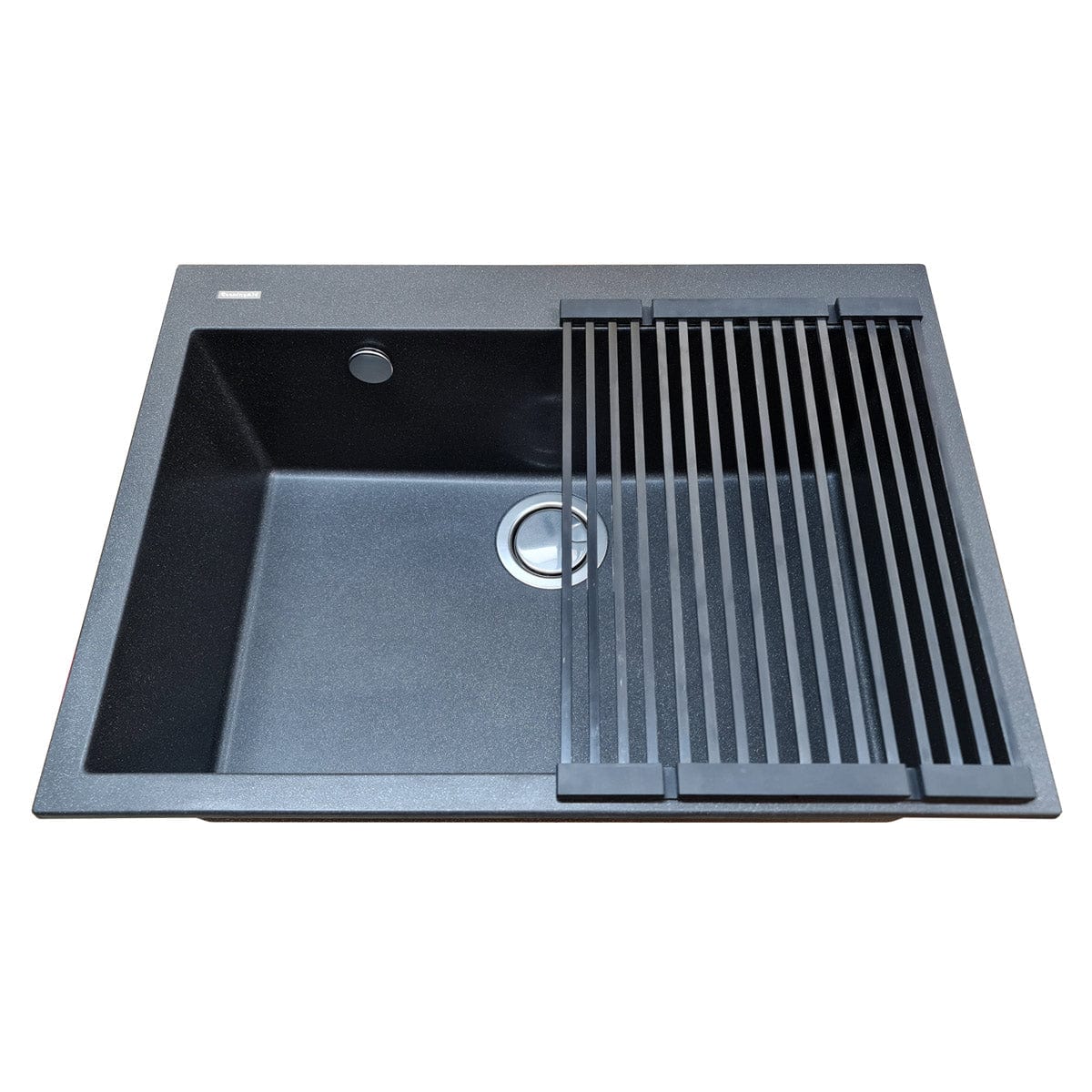 Chiuveta bucatarie granit Neagra / Black Metal quartz + accesorii montaj, 690x505x225 mm, cod 6059