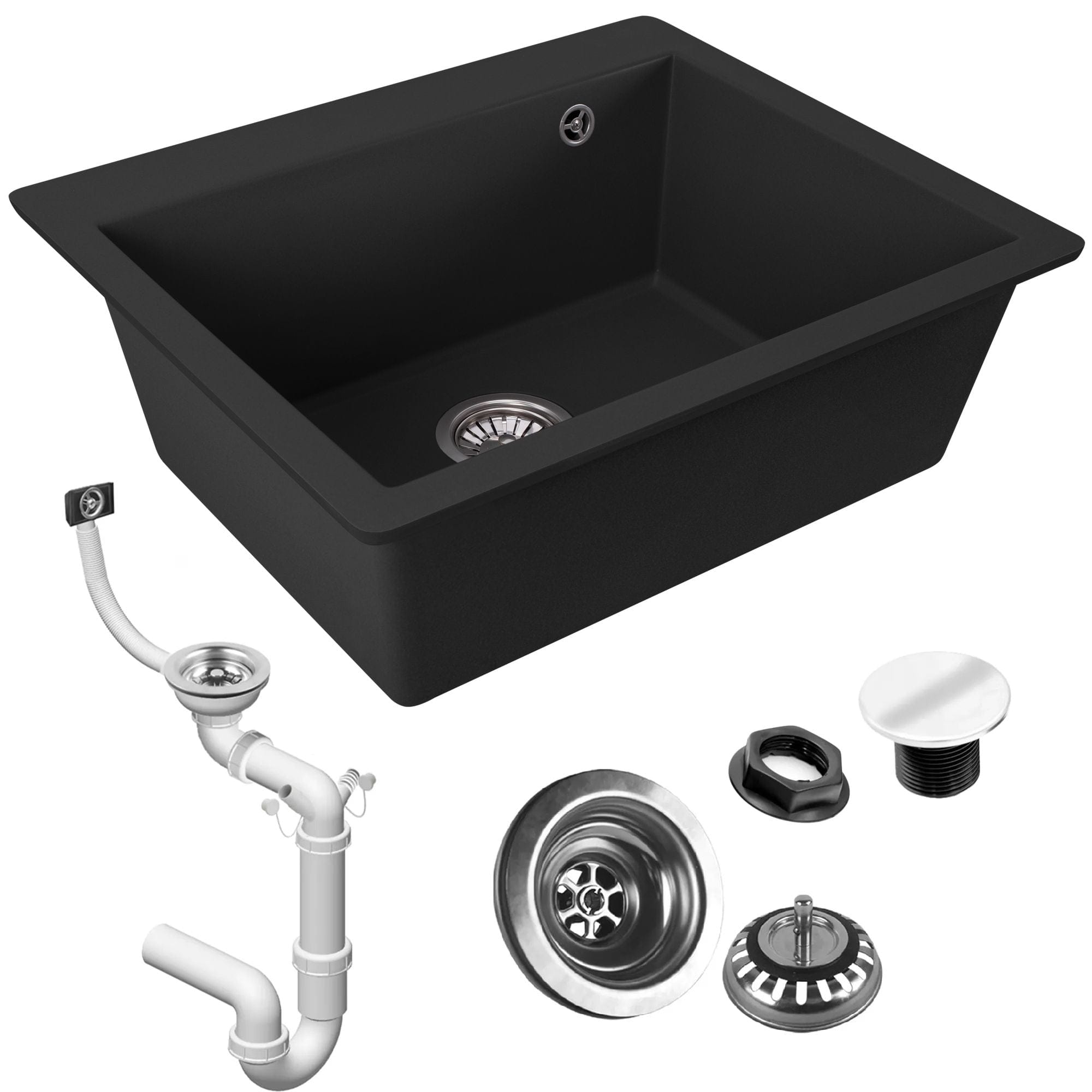 Chiuvetă bucătărie granit Rea Lin negru, 500x600x225 mm