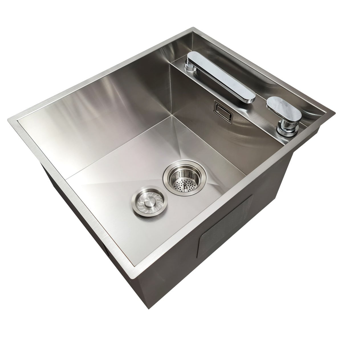 Chiuveta bucatarie inox CookingAid INVISIBLE DEEP cu baterie telescopica integrata, scurgator, tocator sticla temperizata, dozator detergent + accesorii montaj, 510x430x254mm