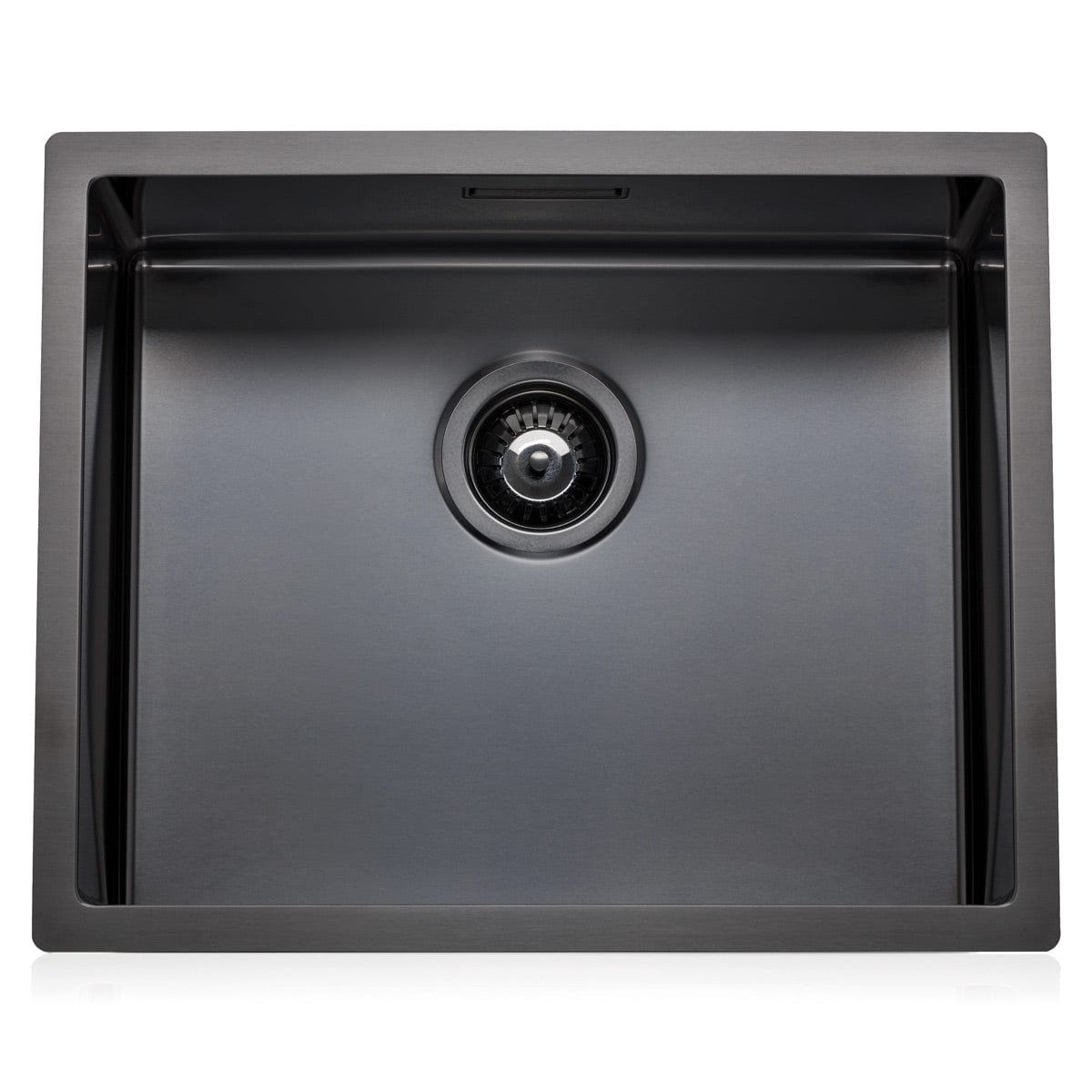 Chiuveta bucatarie inox cu strat PVD ceramic culoare gri inchis / negru cu montaj pe/sub blat + accesorii montaj, 550x450x200 mm, cod 6066