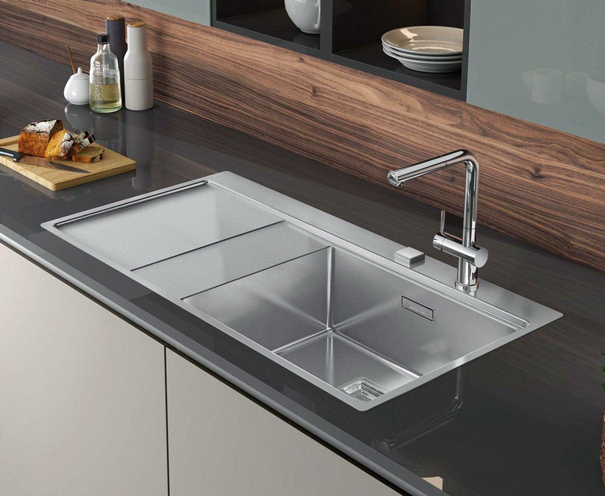 Chiuveta bucatarie inox cu ventil scurgere dreptunghiular automat si accesorii montaj, 1000x520x200 mm, cod 6070