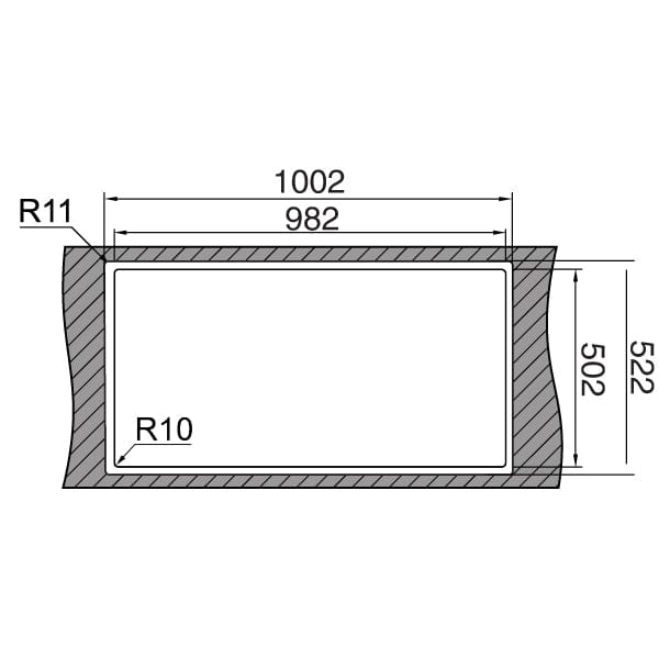 Chiuveta bucatarie inox cu ventil scurgere dreptunghiular automat si accesorii montaj, 1000x520x200 mm, cod 6071
