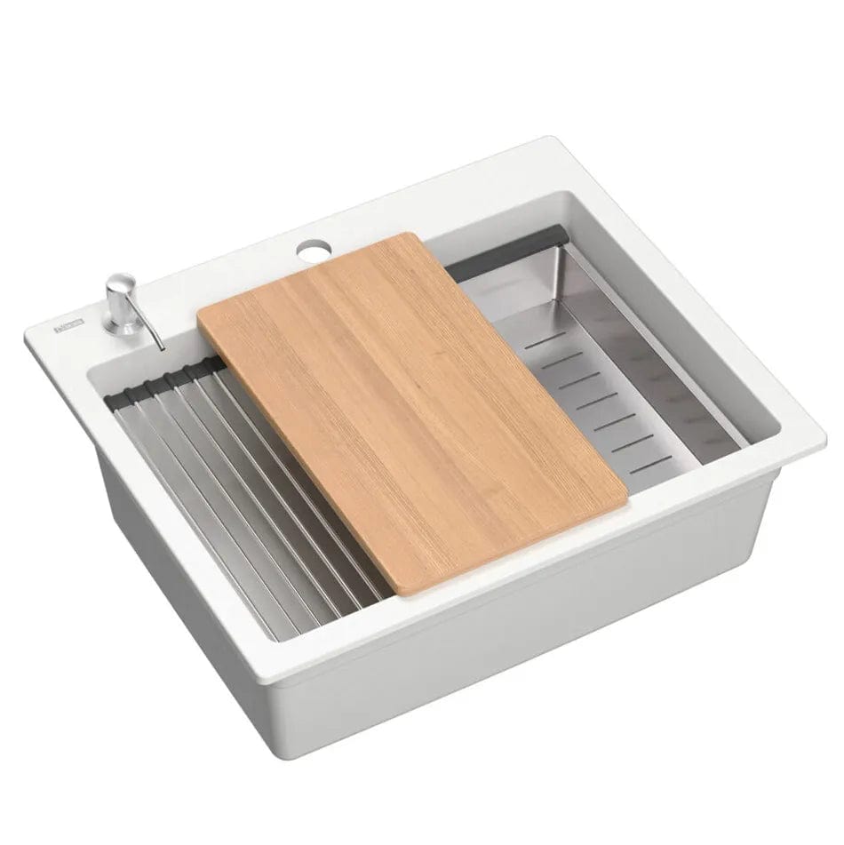 Chiuvetă din granit Kurt 110 Quadron, workstation, alb