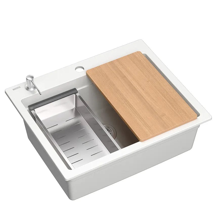 Chiuvetă din granit Kurt 110 Quadron, workstation, alb