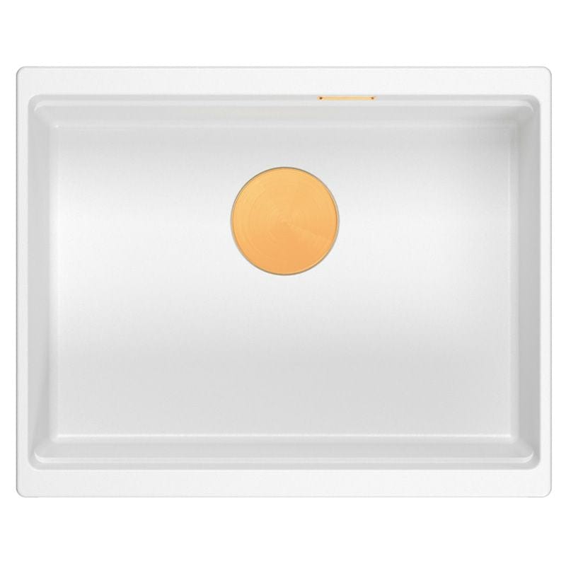 Chiuvetă din granit Logan 100 Quadron, alb, ventil auriu