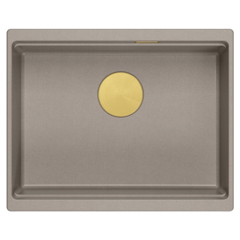 Chiuvetă din granit Logan 100 Quadron, bej, ventil auriu