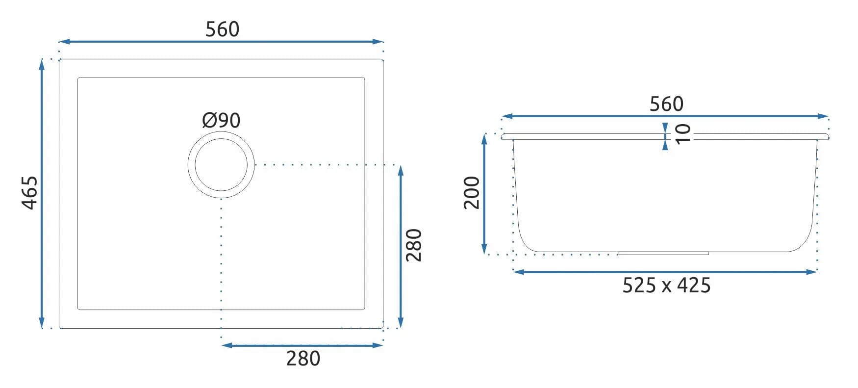 Chiuvetă din granit Rea Nels, gri