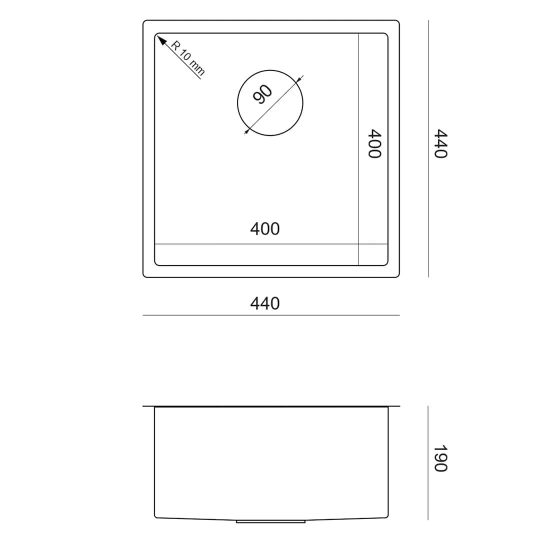 Chiuvetă Inox Quadron Anthony 50, 440x440 mm, argintiu