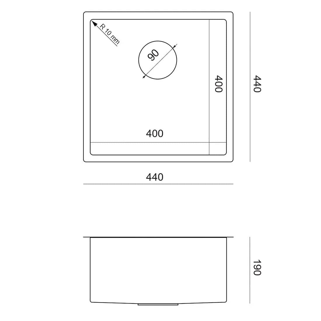 Chiuvetă Inox Quadron Anthony 50, 440x440 mm, auriu