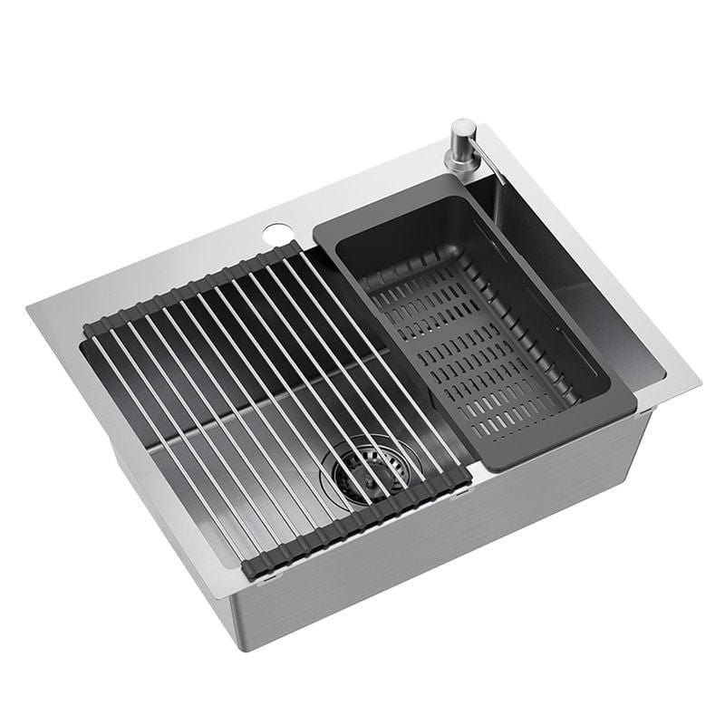 Chiuvetă Inox Quadron Luke 110 Workstation, 580x450 mm, argintiu - Cu baterie