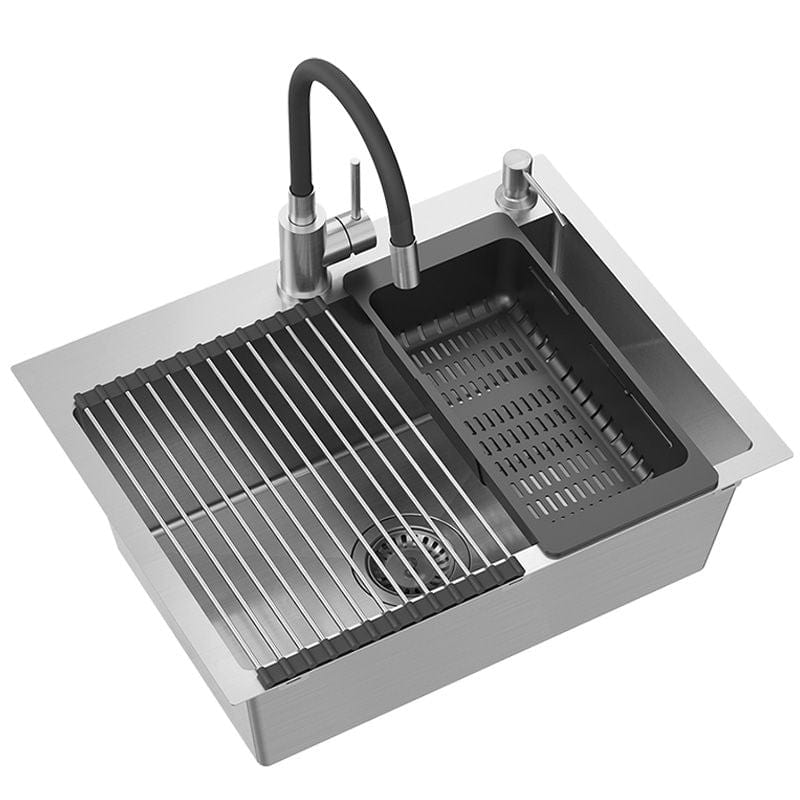 Chiuvetă Inox Quadron Luke 110 Workstation, 580x450 mm, argintiu - Cu baterie