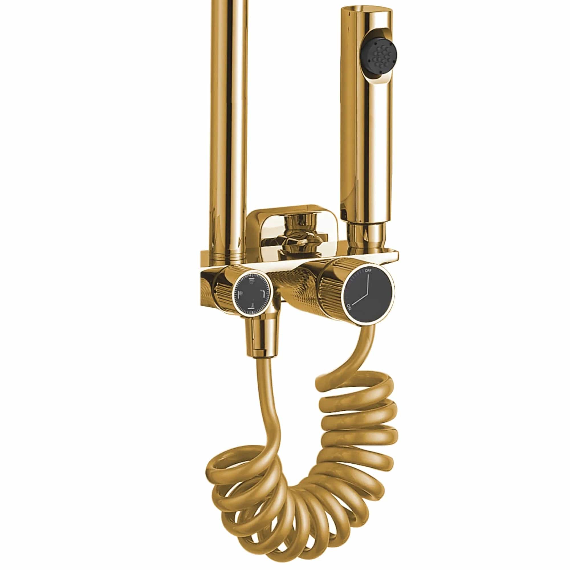 Coloană de duș cu 4 funcții de curgere Rea Helix, auriu lucios