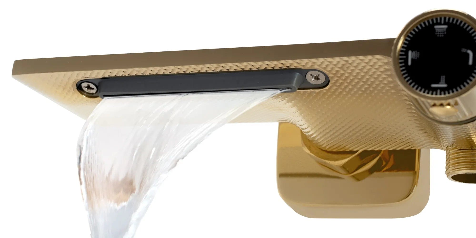 Coloană de duș cu 4 funcții de curgere Rea Helix, auriu lucios