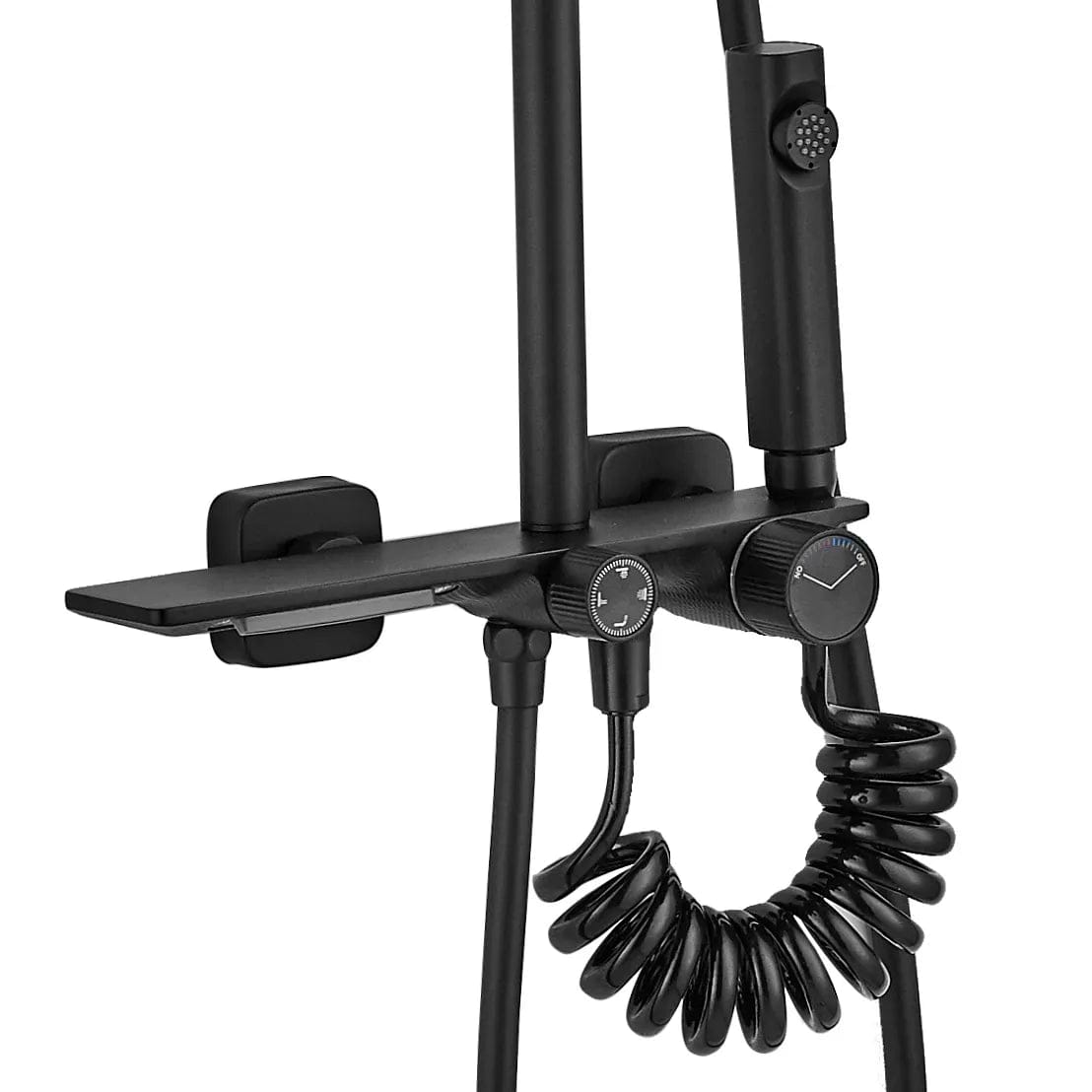 Coloană de duș cu 4 funcții de curgere Rea Helix, negru mat