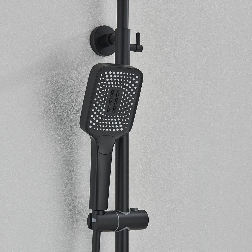 Coloană de duș cu afișaj digital de temperatură, negru mat, cu efect de ploaie, cod 1173