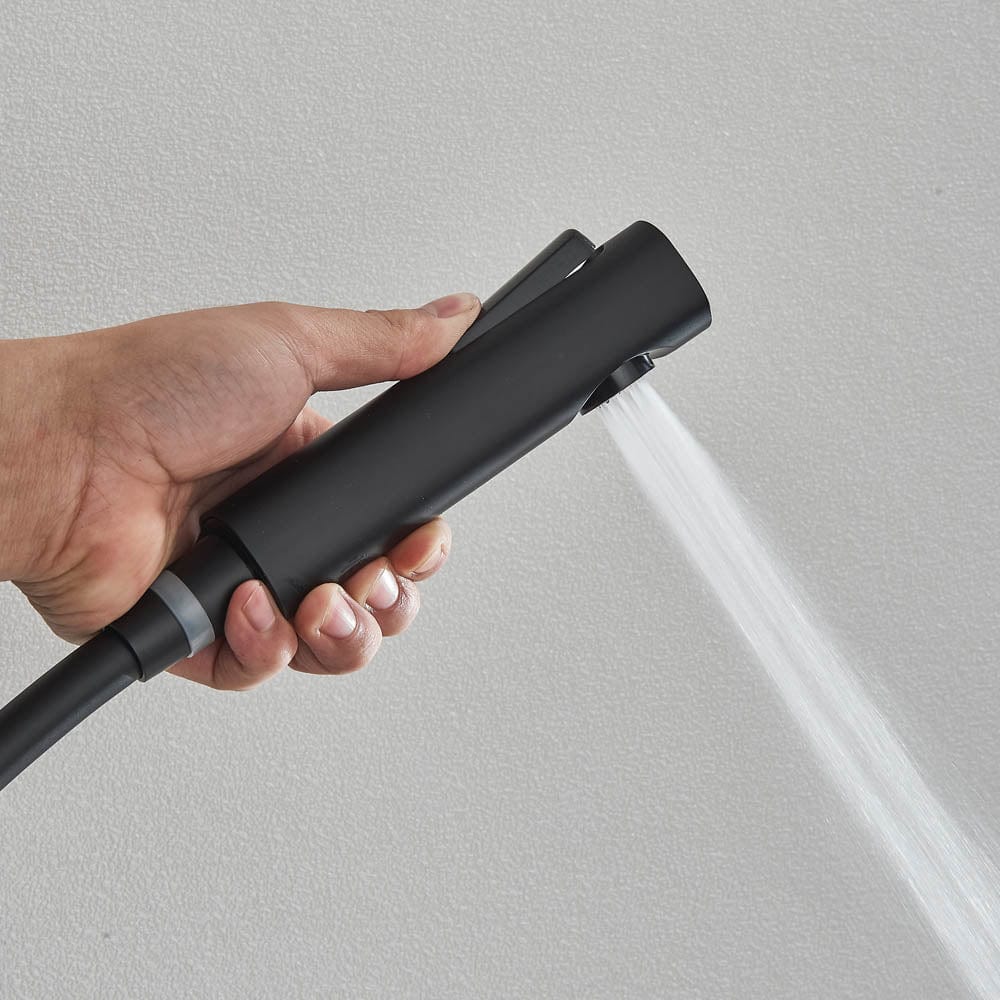 Coloană de duș cu afișaj digital de temperatură, negru mat, cu efect de ploaie, cod 1173