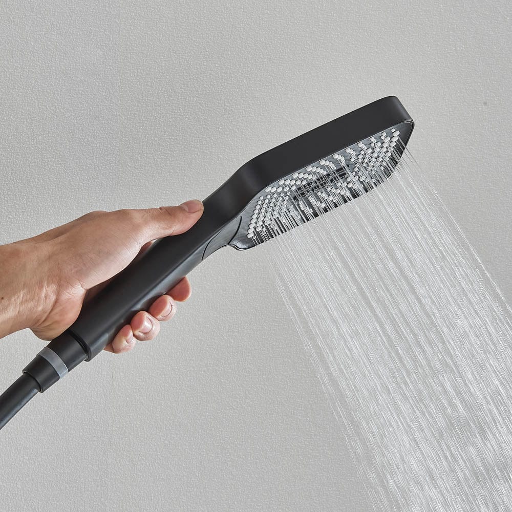 Coloană de duș cu afișaj digital de temperatură, negru mat, cu efect de ploaie, cod 1173