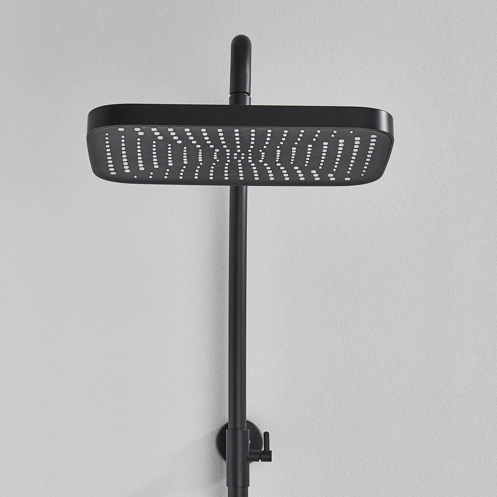 Coloană de duș cu afișaj digital de temperatură, negru mat, cu efect de ploaie, cod 1173