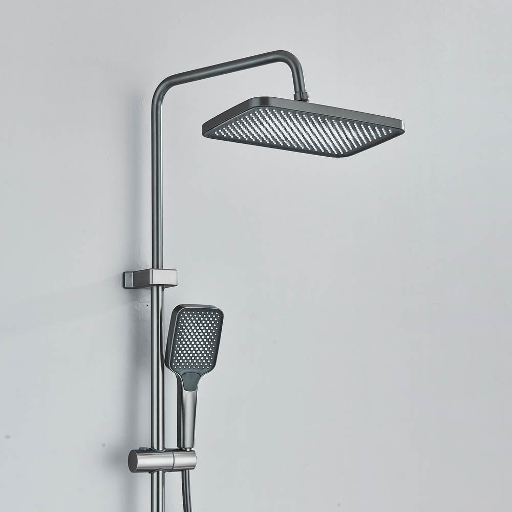 Coloană de duș cu afișaj digital și multiple funcții de curgere, gri, cu efect de ploaie, cod 1179