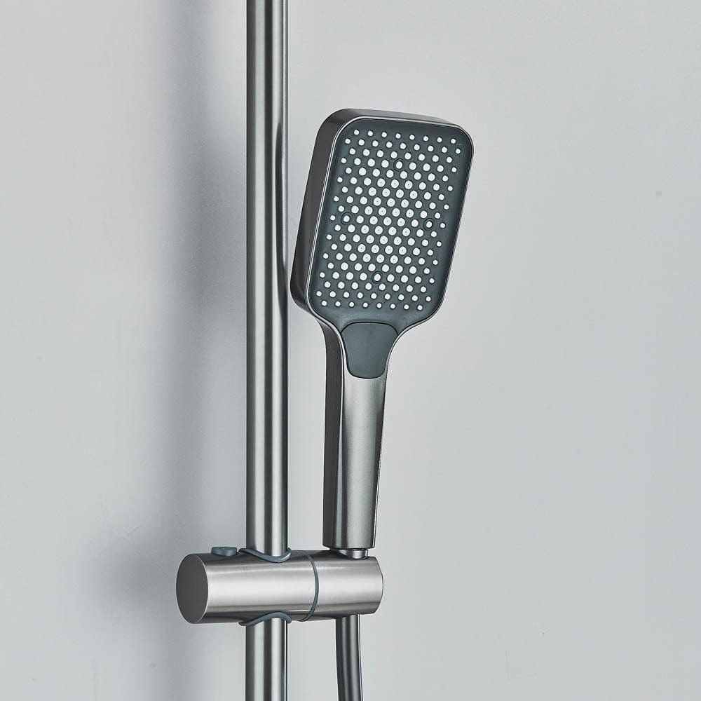 Coloană de duș cu afișaj digital și multiple funcții de curgere, gri, cu efect de ploaie, cod 1179