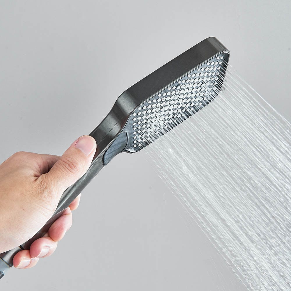 Coloană de duș cu afișaj digital și multiple funcții de curgere, gri, cu efect de ploaie, cod 1179