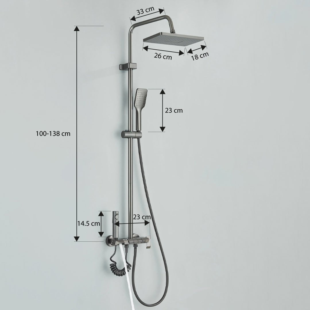 Coloana de dus, 4 functii de curgere, gri, cod 1621