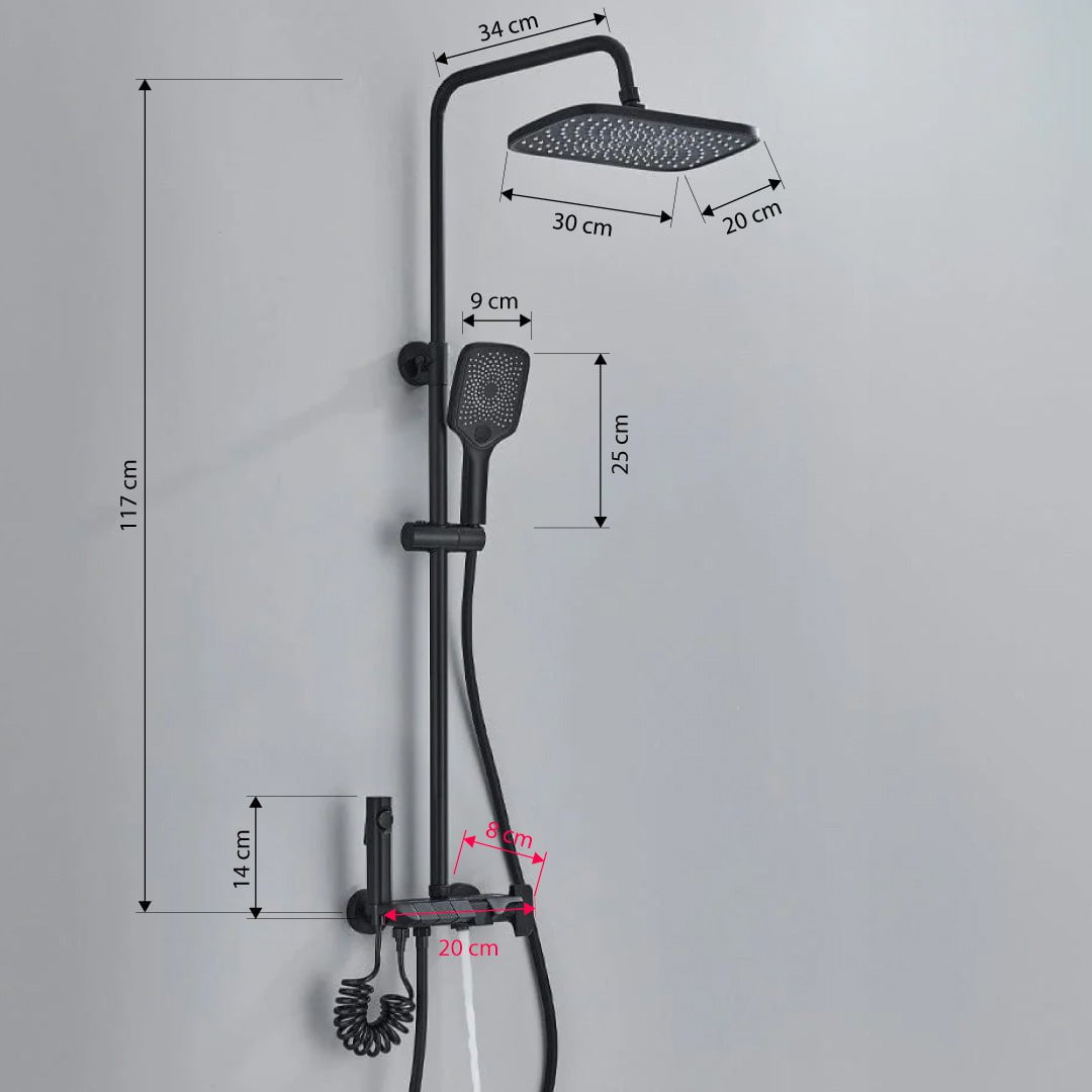 Coloana de dus, 4 functii de curgere, negru mat, cod 1620