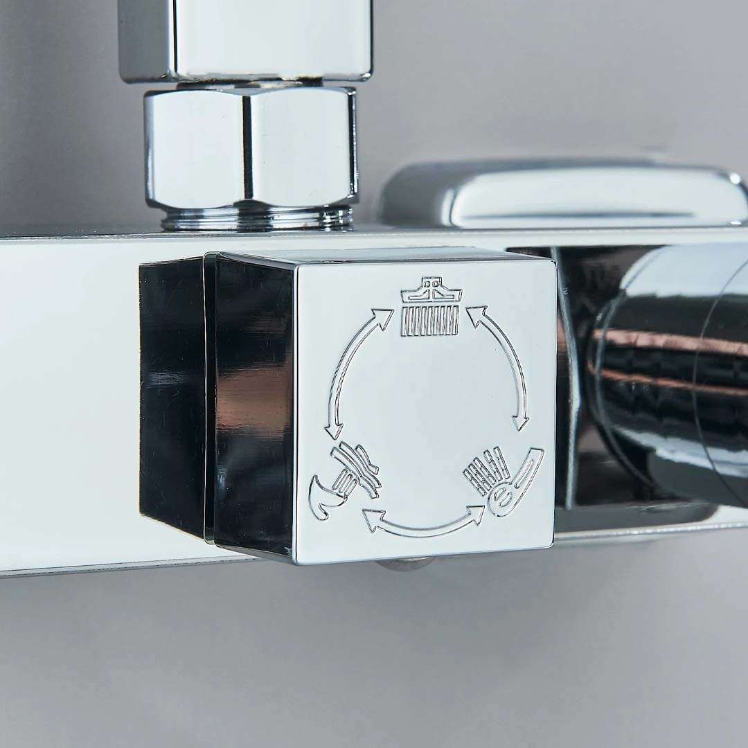 Coloana de dus, cu para patrata si efect de ploaie, argintiu, cod 1614