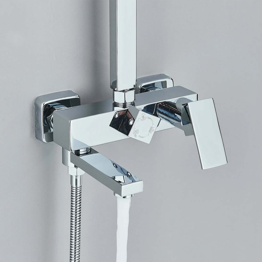 Coloana de dus, cu para patrata si efect de ploaie, argintiu, cod 1614