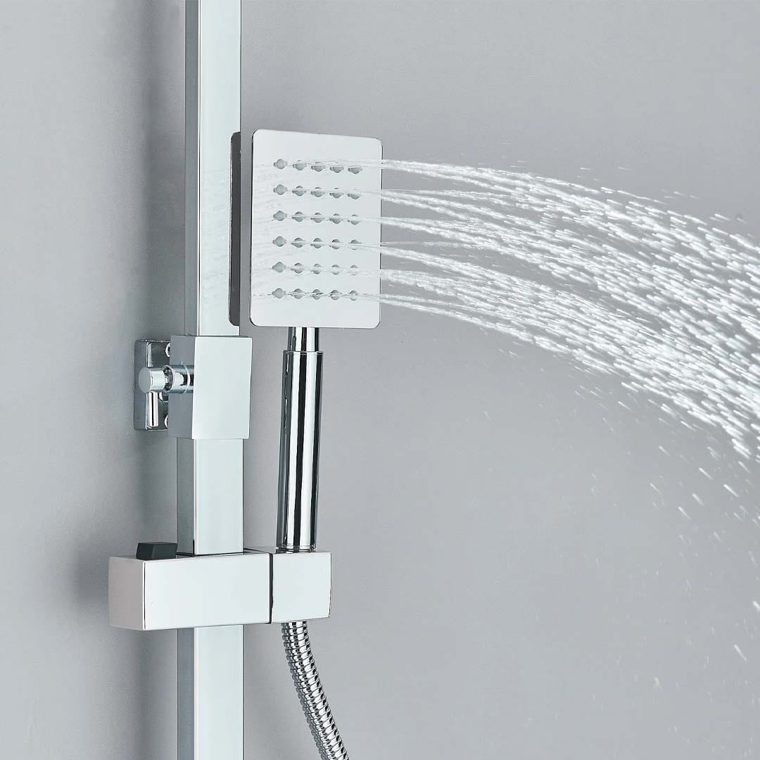 Coloana de dus, cu para patrata si efect de ploaie, argintiu, cod 1614