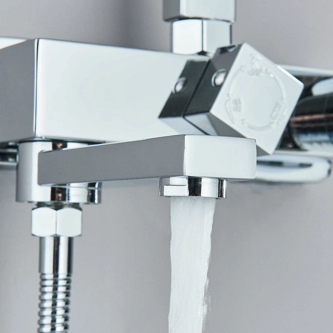 Coloana de dus, cu para patrata si efect de ploaie, argintiu, cod 1614